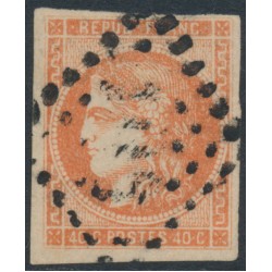 FRANCE - 1870 40c orange Cérès (Bordeaux printing), imperforate, used – Michel # 43a