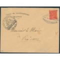 FRANCE - 1914 10c red Valenciennes war-time issue, used on cover – Michel # 127