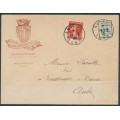 FRANCE - 1909 10c green/blue Amiens postal strike stamp, used on cover – Michel # 117+124