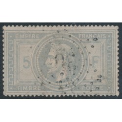 FRANCE - 1869 5Fr violet-grey Emperor Napoléon, used – Michel # 32