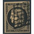 FRANCE - 1849 20c black Cérès on brown paper, imperforate, used – Yvert # 3g