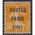 FRANCE - 1921 30c orange Semeuse, POSTES PARIS 1921 pre-cancel, MNG – Michel # 120Va