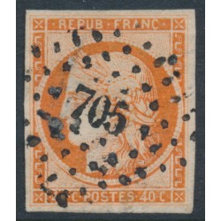 FRANCE - 1850 40c orange Cérès, imperforate, used – Michel # 5a