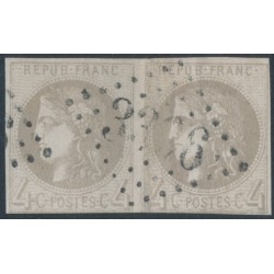 FRANCE - 1870 4c grey Cérès (Bordeaux printing), imperforate pair, used – Michel # 38a