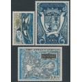FRANCE / TAAF - 1970 15fr to 500Fr Islands & Arms set of 3, MNH – Michel # 52-54