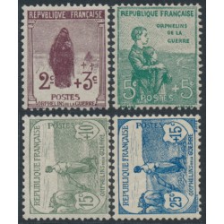 FRANCE - 1917 2c+3c to 25c+15c War Orphans Charity, MH – Michel # 128-131