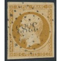 FRANCE - 1852 10c bistre-yellow President Napoléon, imperforate, used – Michel # 8a