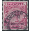 GREAT BRITAIN - 1883 5/- rose Queen Victoria, anchor watermark, used – SG # 180