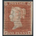 GREAT BRITAIN - 1852 1d red-brown QV, plate 162, check letters FK, used – SG # 8
