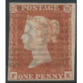 GREAT BRITAIN - 1852 1d red-brown QV, plate 162, check letters FK, used – SG # 8