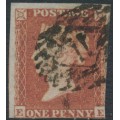 GREAT BRITAIN - 1852 1d red-brown QV, plate 157, check letters EE, used – SG # 8