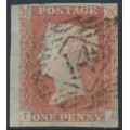 GREAT BRITAIN - 1848 1d red-brown QV, plate 84, check letters IA, used – SG # 8