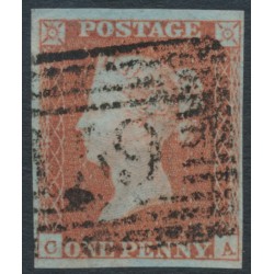 GREAT BRITAIN - 1849 1d red-brown QV, plate 96, check letters CA, used – SG # 8