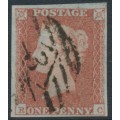 GREAT BRITAIN - 1849 1d red-brown QV, plate 96, check letters RC, used – SG # 8