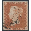 GREAT BRITAIN - 1841 1d red-brown QV, plate 21, check letters KD, used – SG # 8l