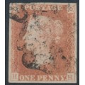 GREAT BRITAIN - 1841 1d red-brown QV, plate 22, check letters HH, used – SG # 8l