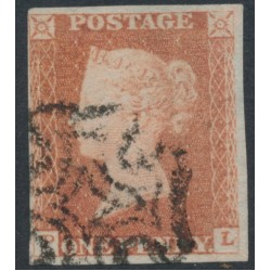 GREAT BRITAIN - 1842 1d red-brown QV, plate 24, check letters PL, used – SG # 8l
