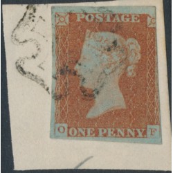 GREAT BRITAIN - 1842 1d red-brown QV, plate 26, check letters OF, used – SG # 8a