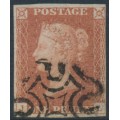 GREAT BRITAIN - 1841 1d red-brown QV, plate 16, check letters JL, used – SG # 8l