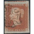 GREAT BRITAIN - 1843 1d red-brown QV, plate 36, check letters ME, used – SG # 8l
