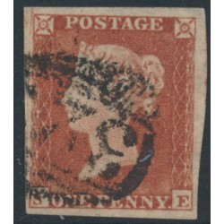 GREAT BRITAIN - 1852 1d red-brown QV, plate 154, check letters SE, used – SG # 8