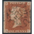 GREAT BRITAIN - 1841 1d red-brown QV, plate 16, check letters LC, used – SG # 8