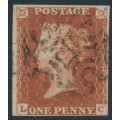 GREAT BRITAIN - 1841 1d red-brown QV, plate 16, check letters LC, used – SG # 8l