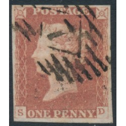 GREAT BRITAIN - 1847 1d red-brown QV, plate 73, check letters SD, used – SG # 8