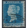 GREAT BRITAIN - 1855 2d blue Queen Victoria, perf. 14, plate 5, check letters JL, used – SG # 34