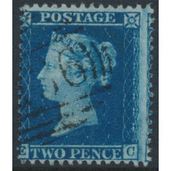 GREAT BRITAIN - 1857 2d blue QV, perf. 14, plate 6, check letters EC, used – SG # 35