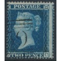 GREAT BRITAIN - 1858 2d blue QV, plate 6, perf. 16, large crown watermark, OC, used – SG # 36a