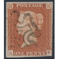 GREAT BRITAIN - 1843 1d red-brown QV, plate 31, check letters SE, used – SG # 8l