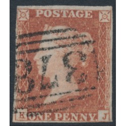 GREAT BRITAIN - 1849 1d red-brown QV, plate 92, check letters KJ, used – SG # 8