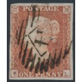 GREAT BRITAIN - 1850 1d red-brown QV, plate 106, check letters EL, used – SG # 8