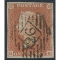 GREAT BRITAIN - 1851 1d red-brown QV, plate 121, check letters QE, used – SG # 8