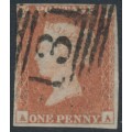 GREAT BRITAIN - 1851 1d red-brown QV, plate 113, check letters AA, used – SG # 8