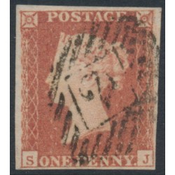GREAT BRITAIN - 1851 1d red-brown QV, plate 106, check letters SJ, used – SG # 8