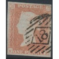 GREAT BRITAIN - 1851 1d red-brown QV, plate 122, check letters KK, used – SG # 8