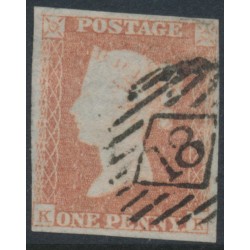 GREAT BRITAIN - 1851 1d red-brown QV, plate 122, check letters KK, used – SG # 8