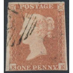 GREAT BRITAIN - 1851 1d red-brown QV, plate 123, check letters KK, used – SG # 8