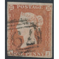 GREAT BRITAIN - 1851 1d red-brown QV, plate 127, check letters AJ, used – SG # 8