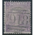 GREAT BRITAIN - 1865 6d lilac QV, Emblems watermark, plate 5, used – SG # 97