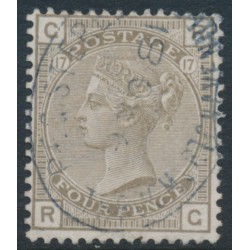 GREAT BRITAIN - 1880 4d grey-brown QV, Imperial Crown watermark, plate 17, used – SG # 160