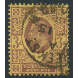 GREAT BRITAIN - 1902 3d dull reddish purple/yellow (lemon back) KEVII, used – SG # 233