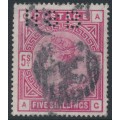 GREAT BRITAIN - 1883 5/- crimson Queen Victoria, anchor watermark, used – SG # 181