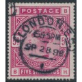 GREAT BRITAIN - 1883 5/- crimson Queen Victoria, anchor watermark, used – SG # 181