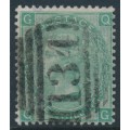 GREAT BRITAIN - 1865 1/- green Queen Victoria, Emblems watermark, plate 4, used – SG # 101