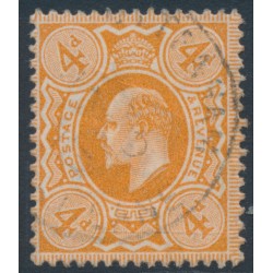 GREAT BRITAIN - 1911 4d bright orange KEVII, perf. 15:14, used – SG # 286