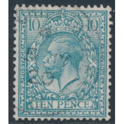 GREAT BRITAIN - 1913 10d turquoise-blue King George V, simple cypher watermark, used – SG # 394