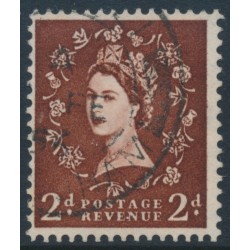 GREAT BRITAIN - 1954 2d red-brown QEII definitive, inverted multiple crown watermark, used – SG # 518Wi